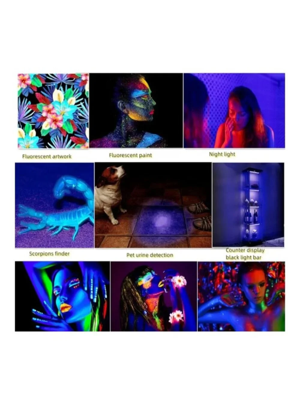 2 Pc Black Light Bar 10W 1ft LED UV Lights Glow Parties Fluorescent Poster Body